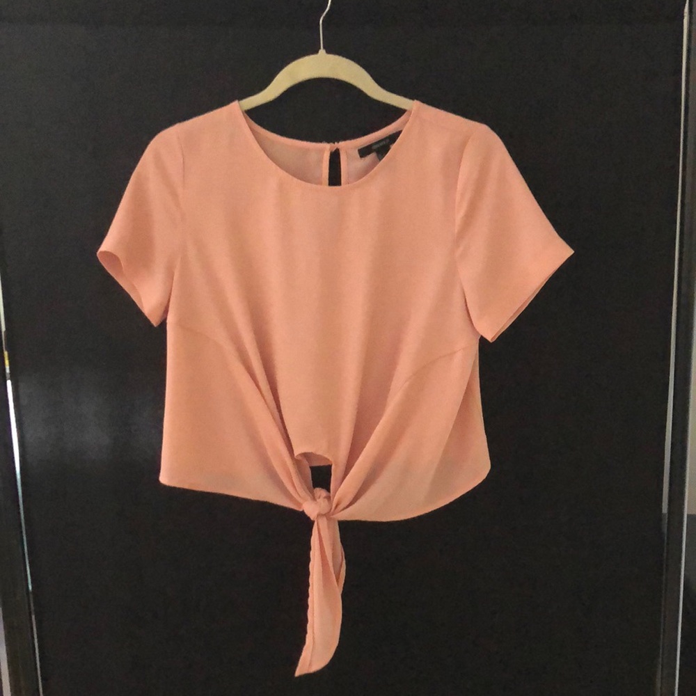 Pink cropped tie top